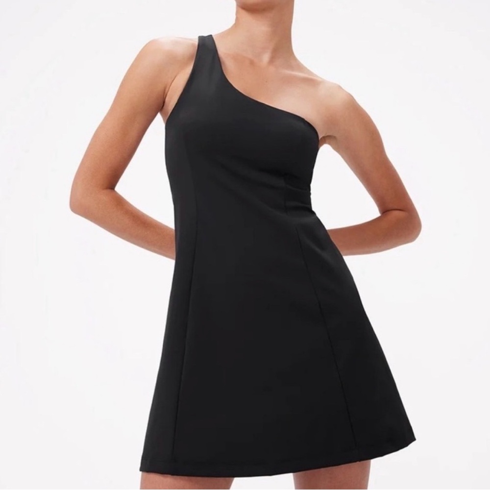 Outdoor Voices Black One-Shoulder Dress